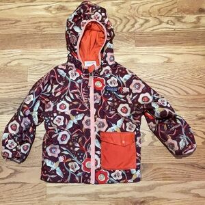 Patagonia Orange and Purple Raincoat with Stand-Up Collar